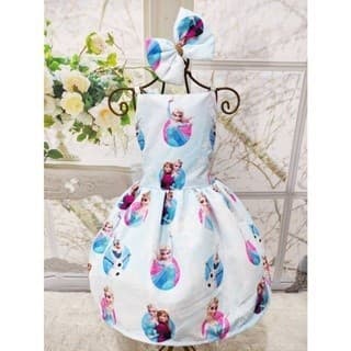 Vestido Menina Infantil Temático Alça Regular Frozen