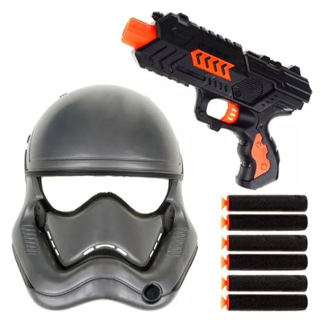 Pistola Lança Dardos Nerf Com Luz E Mascara Transformers Star Wars Vingador