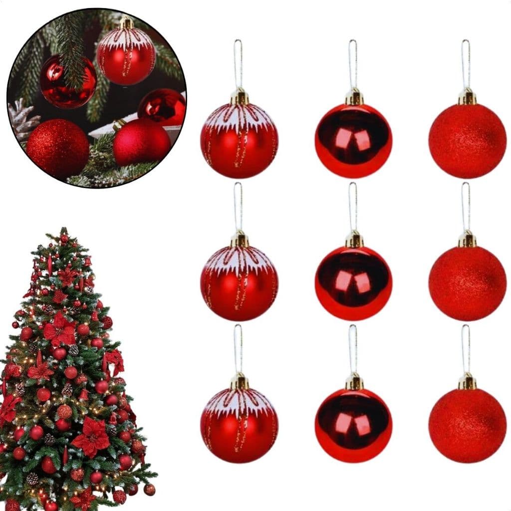Kit 9 Bolas Luxo Mix Enfeite Árvore Para Natal Decoração 5cm