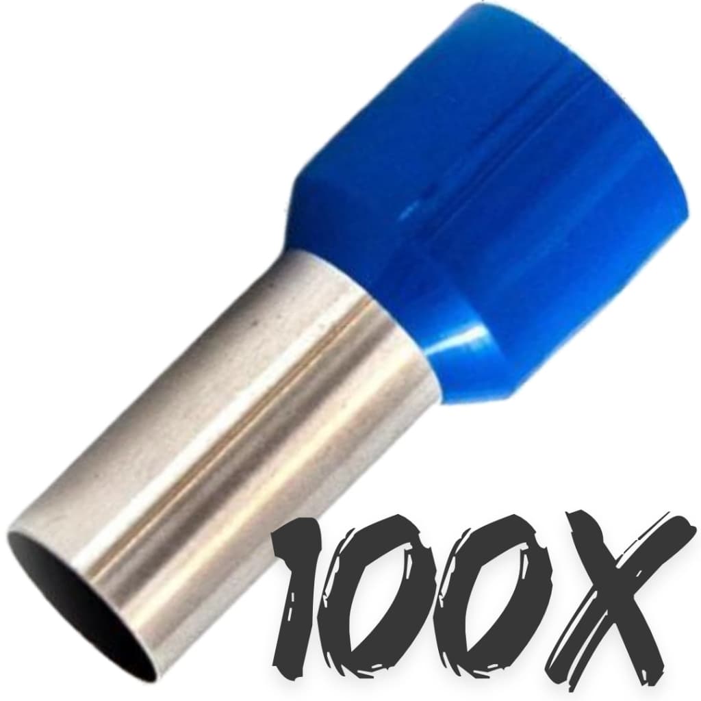 100X Terminal Tubular Ilhos 16mm E1612 Pre Isolado (Pacote c/ 100pçs)