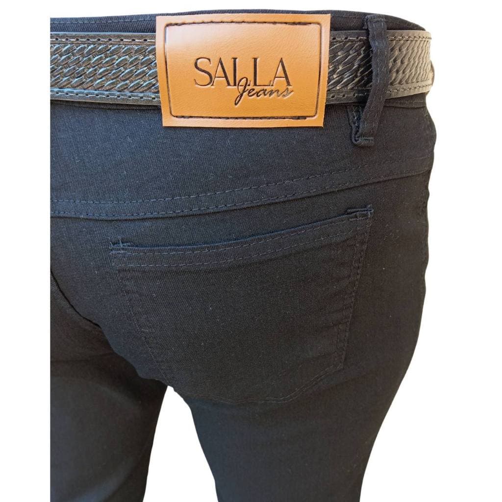 Calça Jeans Masculina Tradicional Reta Preta Trabalho Direito da Fábrica