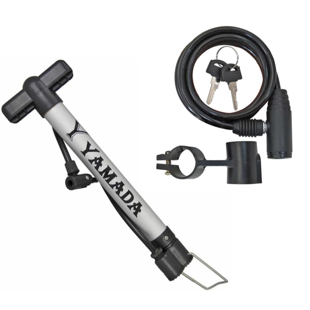 Kit Bomba Para Encher Pneu Bicicleta Moto Yamada + Cadeado Bike Moto Acessórios