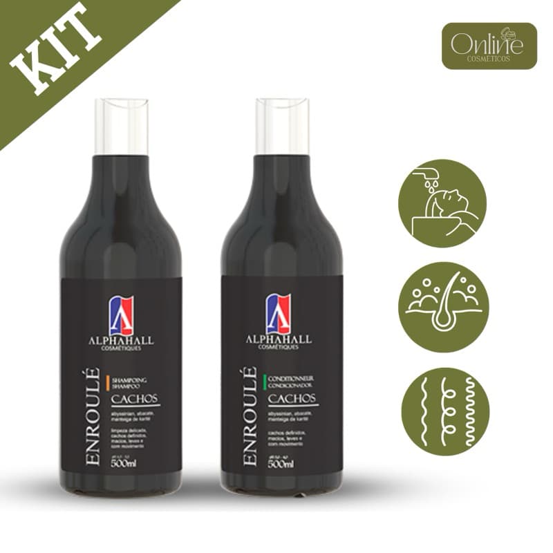 Kit Alphahall 1 Shampoo 1 Condicionador Cachos Enrole 500ml