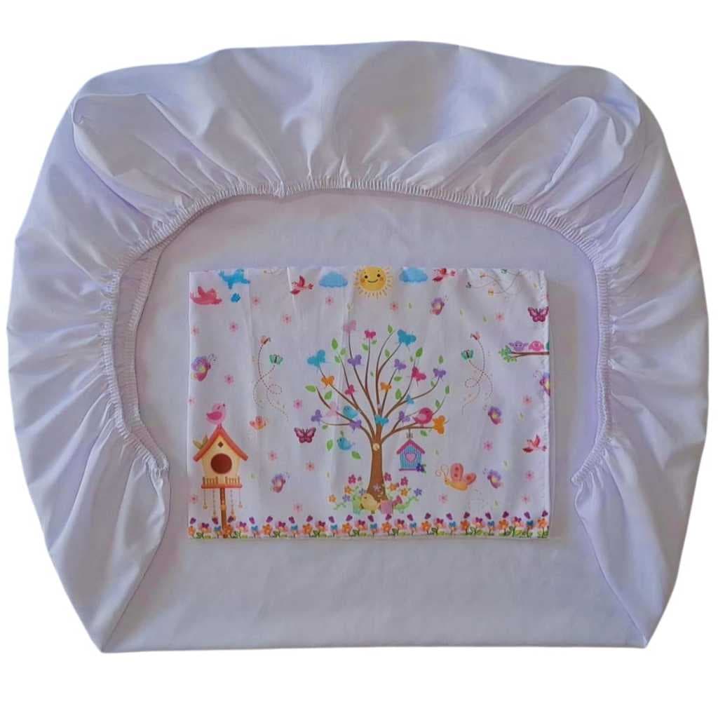 Lençol com fronha para bebê e neném infantil kit 2 peças  estampado cm elástico envio já Lindo