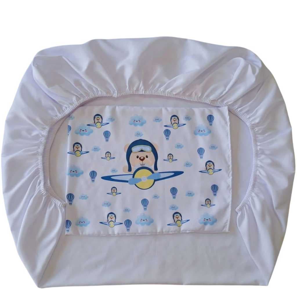 Lençol com fronha para bebê e neném infantil kit 2 peças  estampado cm elástico envio já Linda