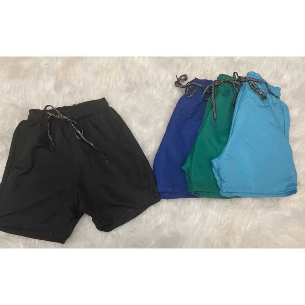 Kit 03 Bermudas Shorts Juvenil Menino Tactél Com Elastano Lisa Moda Juvenil 10 ao 16 Praía, Verão Multicolorido