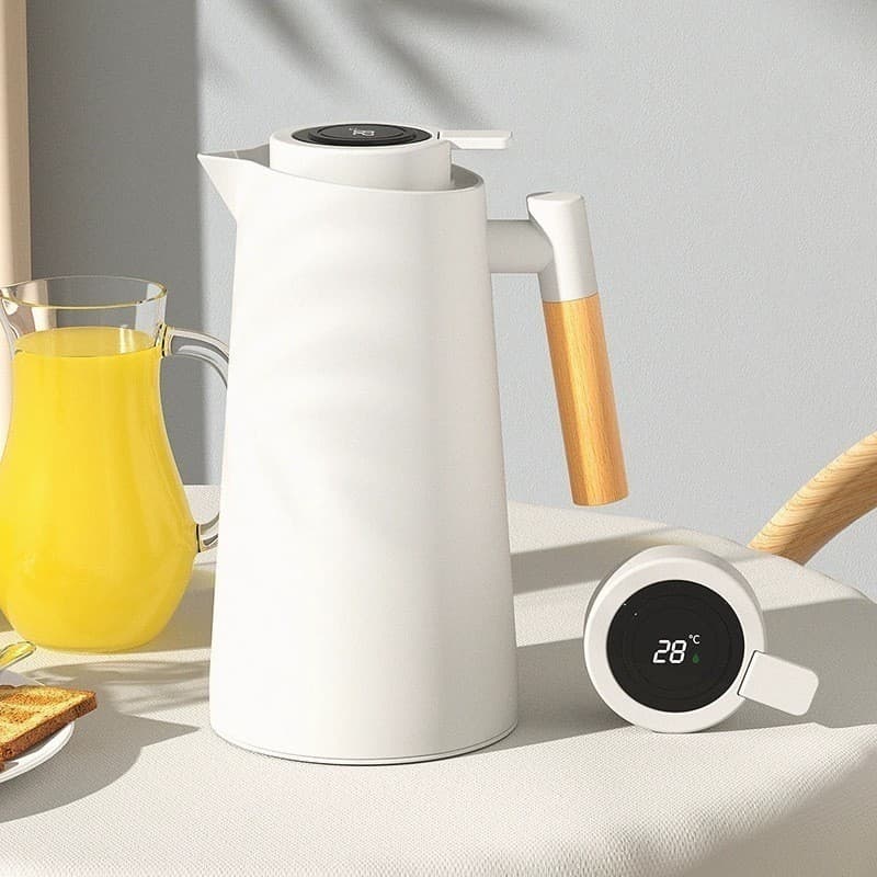 Garrafa Térmica Com Termômetro Led Digital Em Aço Inox Café Água Quente Gelado 1000ml