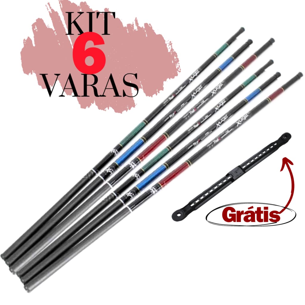 Kit 6 Varas de Pesca Telescópica Vários Tamanhos Pescaria Pescar Caniço Fibra Vidro Carbono Promo