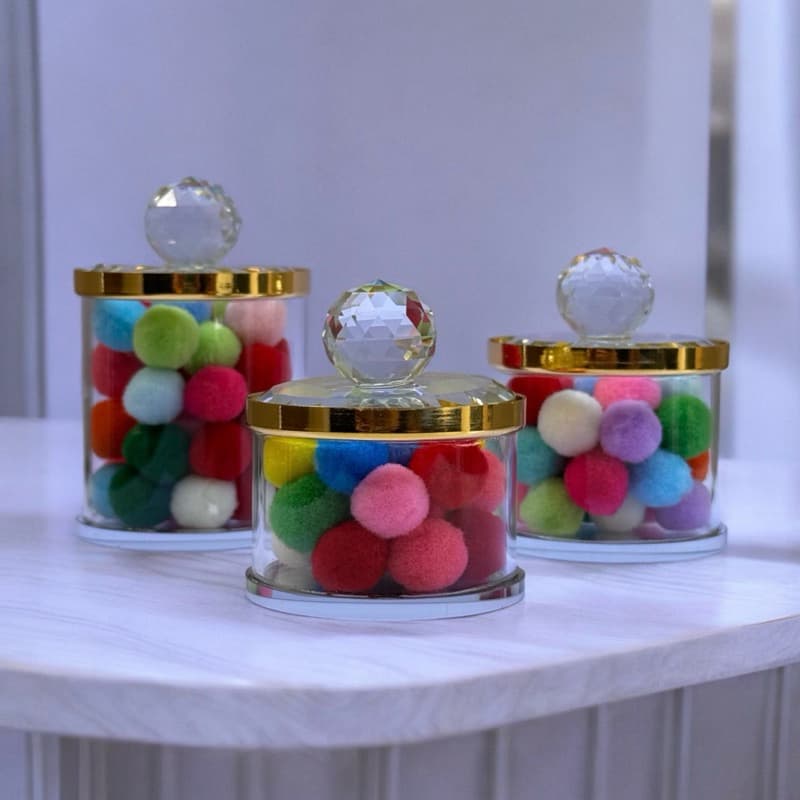 Mini Potinhos De Vidro Espelhafo Com Esfera Facetada Decoração Enfeite Armazenamento