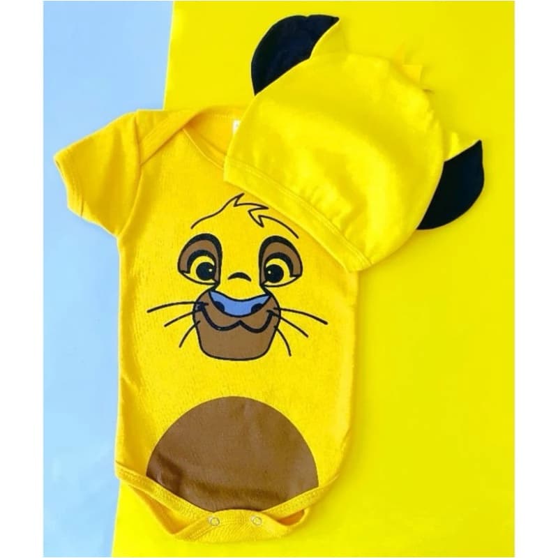 Body Bebê Tematico Simba + touca