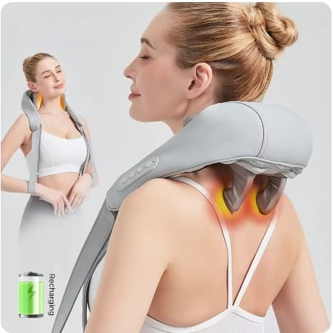 Massageador Elétrico 5D Para Pescoço,Ombros,Costas,Lombar,Pernas...Aquecimento Shiatsu - Recarregável - Bivolt 110v-220v
