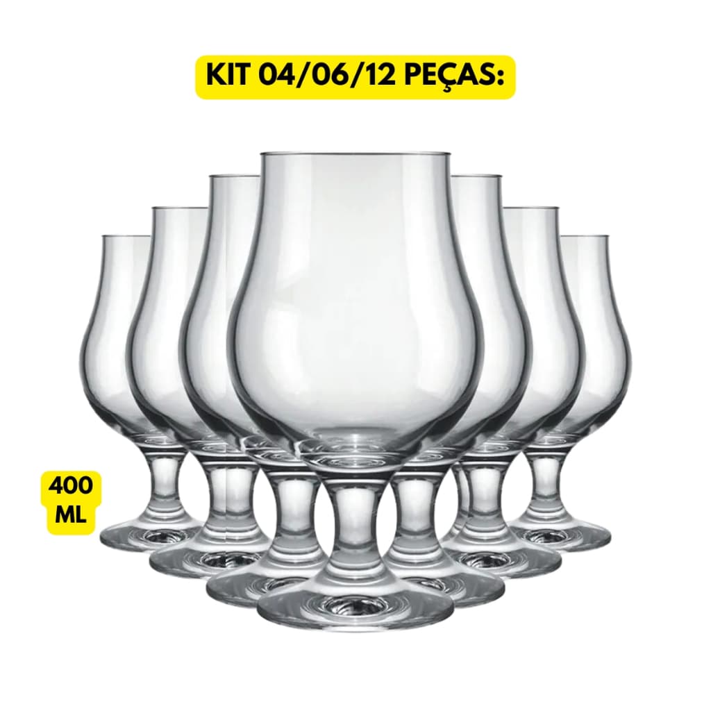Jogo Kit 04/06/12 Taças Vidro Transparente Dublin 400ML Cerveja Chopp Gin Long Drink Restaurante Bar