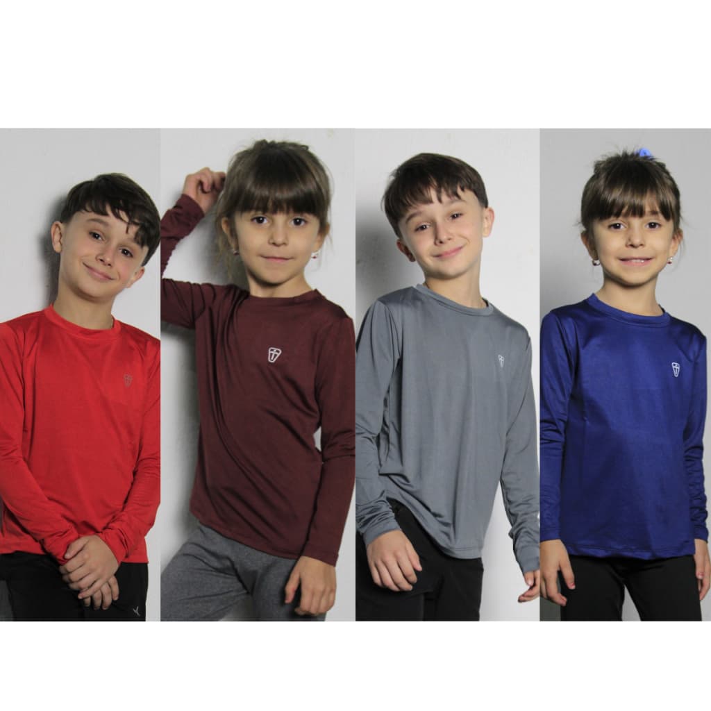 Camisa Camiseta Manga Longa Unissex Térmica Infantil  Uv Blusa Proteção Solar Criança 2 A 14 Anos