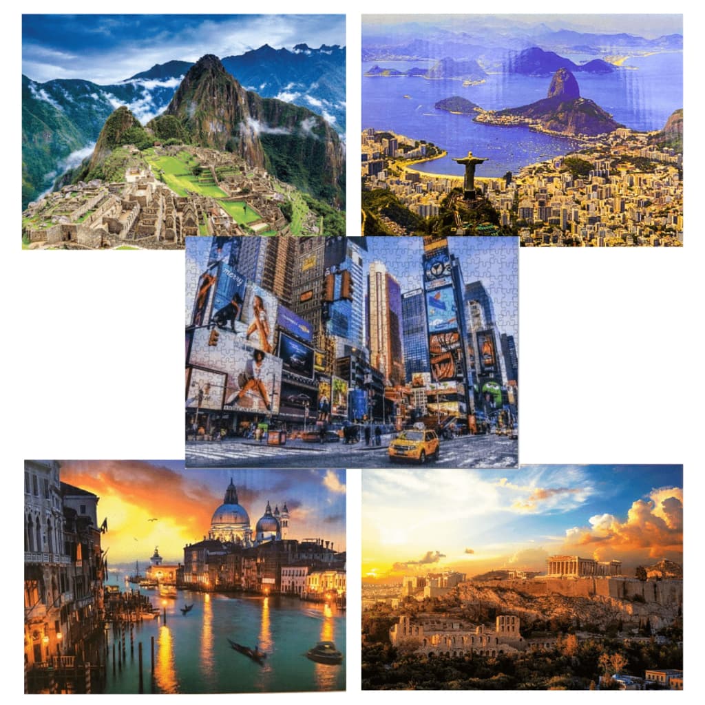 Quebra-Cabeça 1000 Peças Veneza Machu Picchu Times Square Infantil Para Adultos GGB Brinquedos
