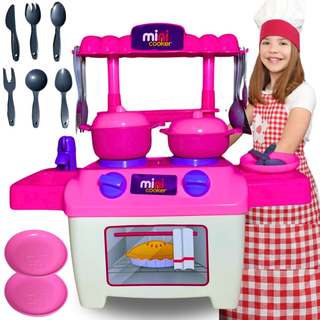 Fogão de brinquedo Mini Cooker BStoys Brinquedo de cozinha Acessórios de cozinha Panelinhas de brinquedo Talheres infantis Brinquedo educativo Cozinha infantil Diversão Criatividade Imitação Brincadeira Presente infantil Plástico seguro Qualidade Desenvol