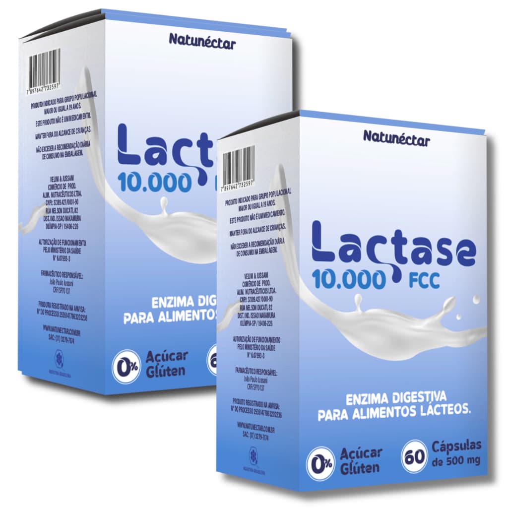 Kit Combo Lactase Total 120 Cápsulas 10.000fcc Enzima Lactose