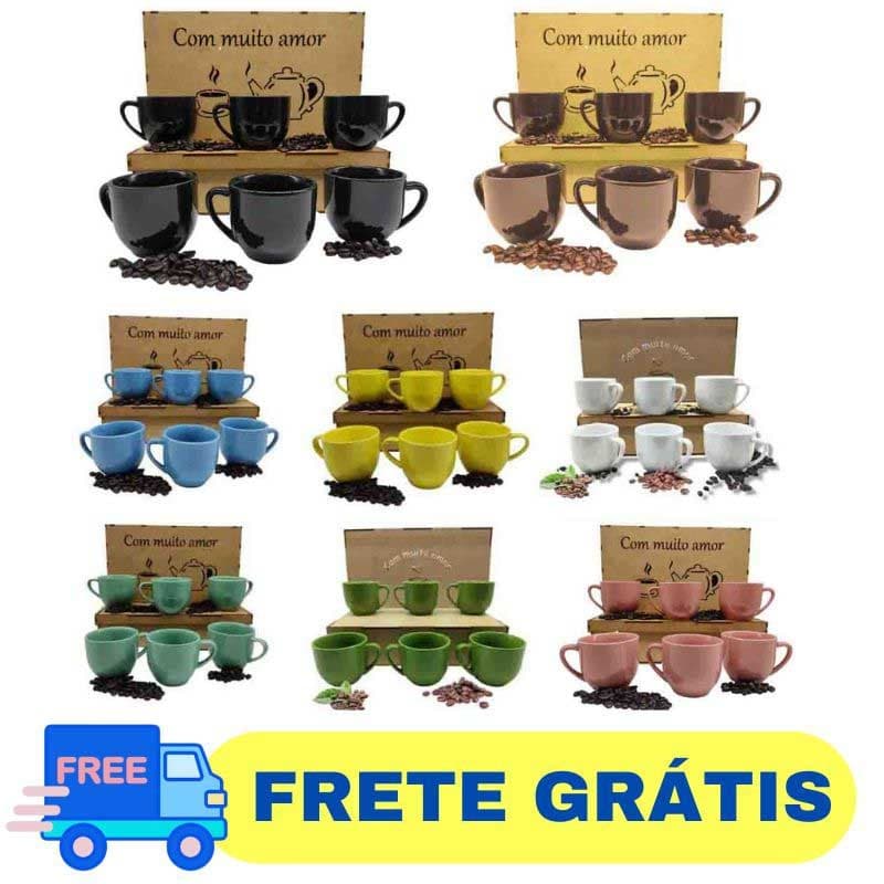 Jogo De Xicaras Para Café 170ml - Xícaras Para Café - Jogo De Xícaras Cerâmica Envio Full