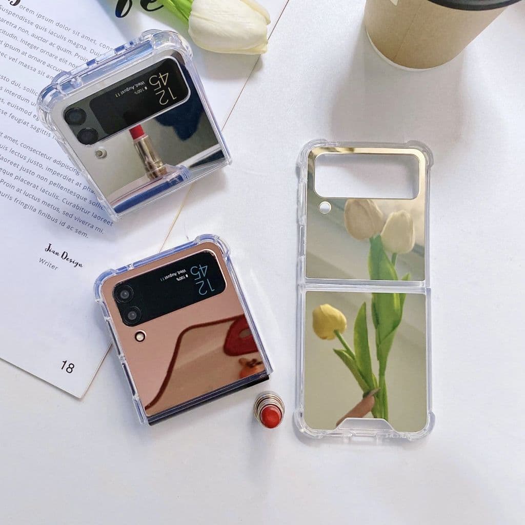 Capinha Para Samsung Z Flip 3 e Z Flip 4 Espelhada Capa Gold Case ESpelhada