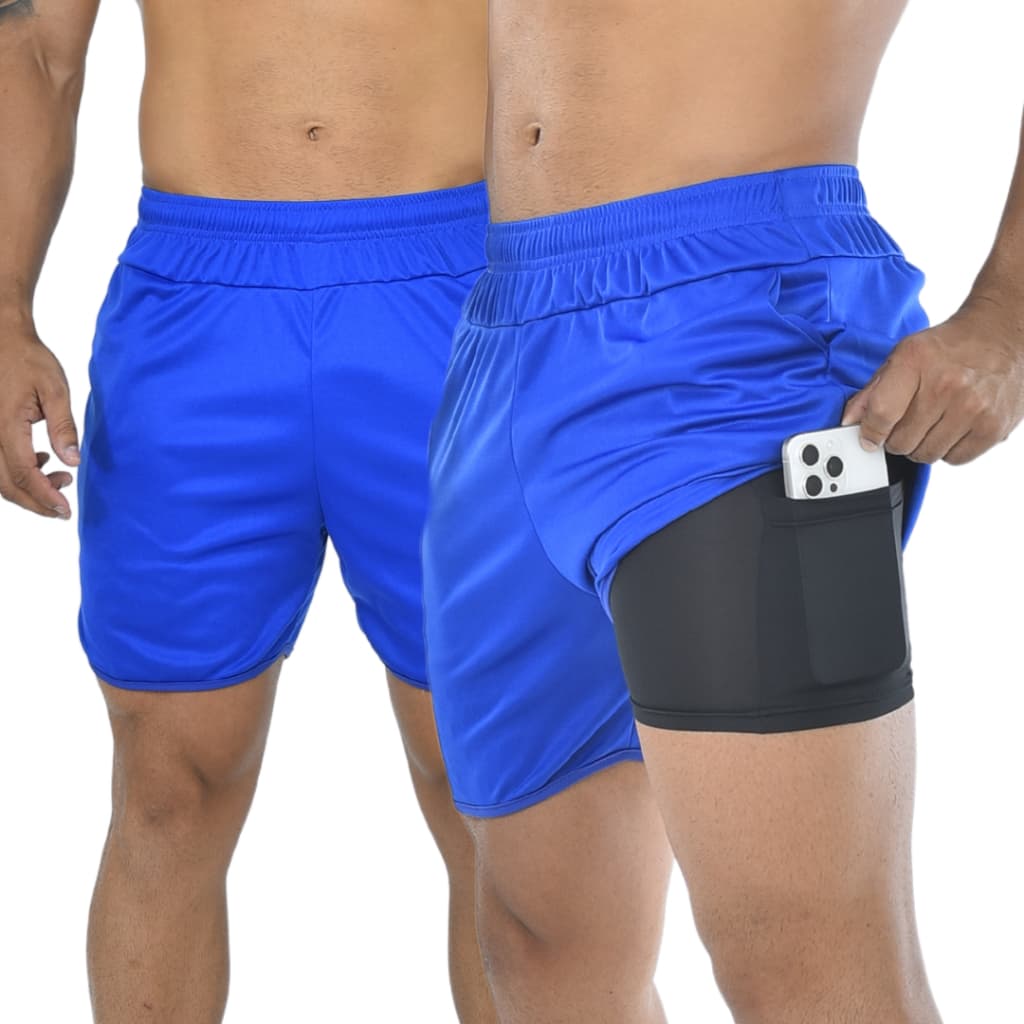 Bermuda Shorts Masculina 2 em 1 Short Duplo Sport para Academia e Corrida