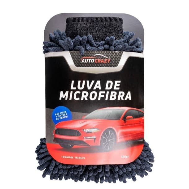 Luva de Microfibra Macia Lava Carros Auto Crazy Limpeza Automotiva e Doméstica