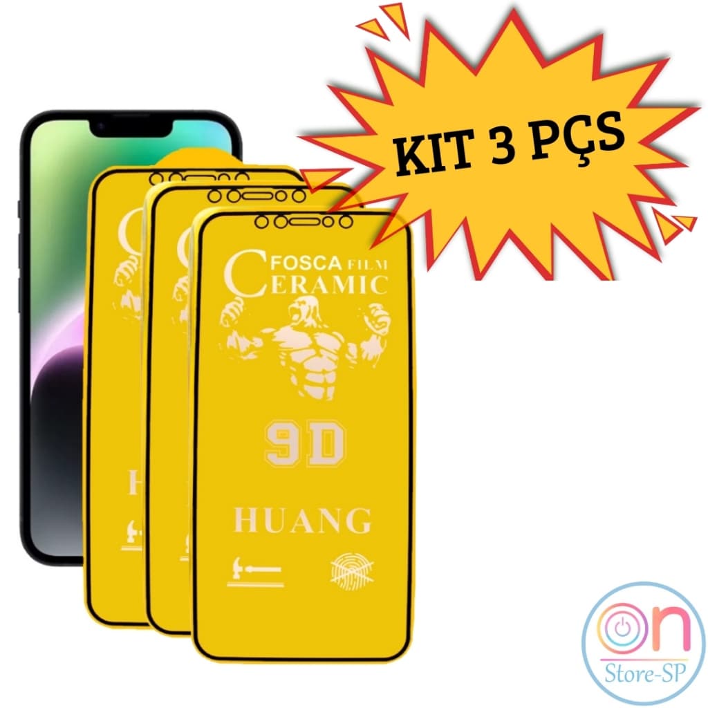 Kit 3 Película Flexível Fosca Cerâmica 3D 9D iPhone 6 7 8 X XR 11 12 13 14 PROMAX