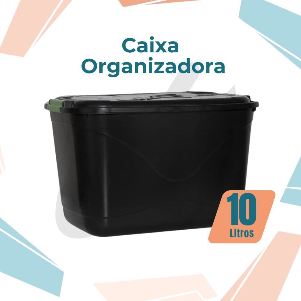 Caixa Organizadora 10 Litros Pequena Com Tampa e Travas Cesto Pequeno