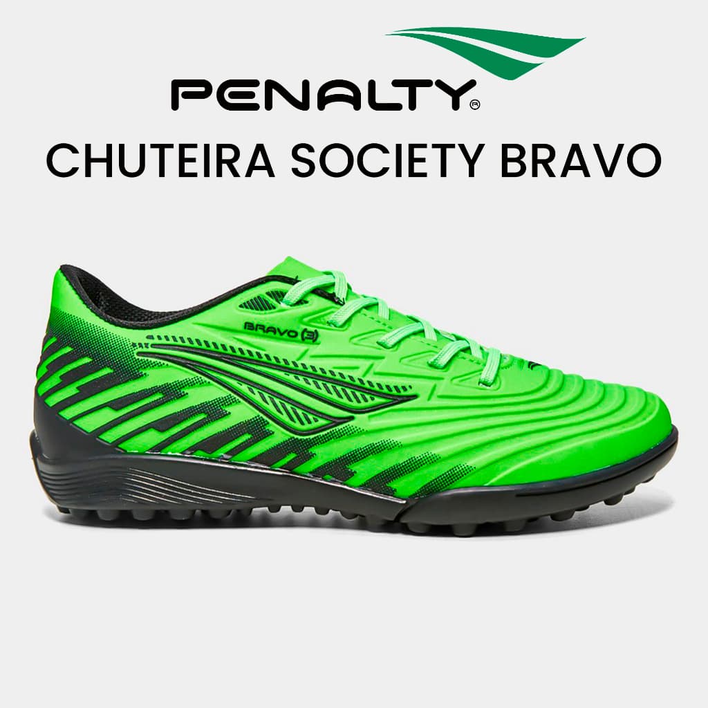 Chuteira Penalty Society Bravo Masculino Futebol Trava Baixa Campo Grama Sintética