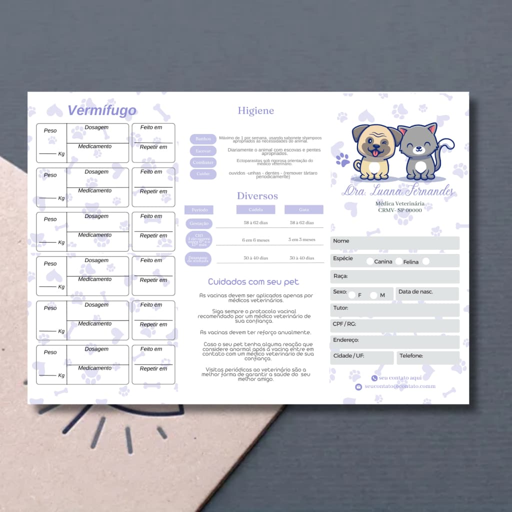 100 Carteirinhas veterinárias