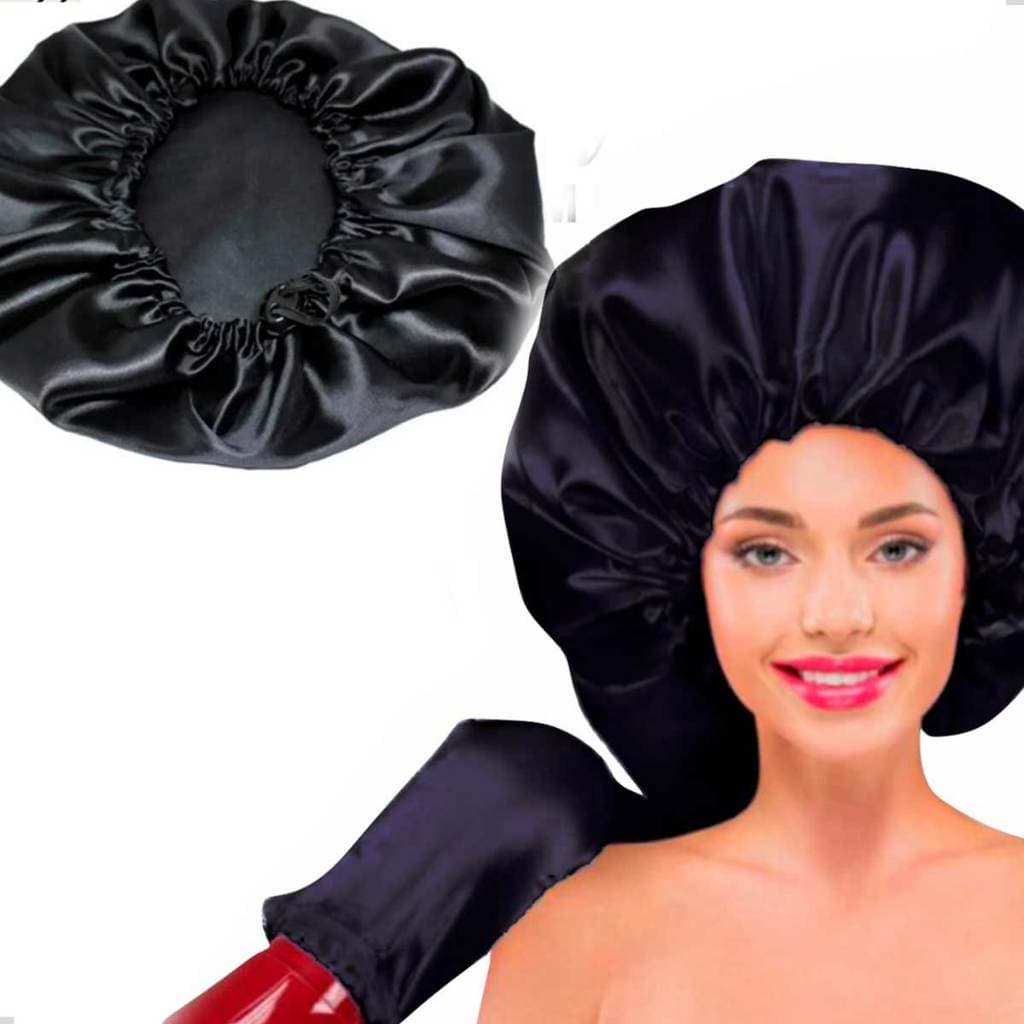 Touca Difusora Cetim Anti Frizz Para Secar Cabelo + Touca de Cetim Para Dormir