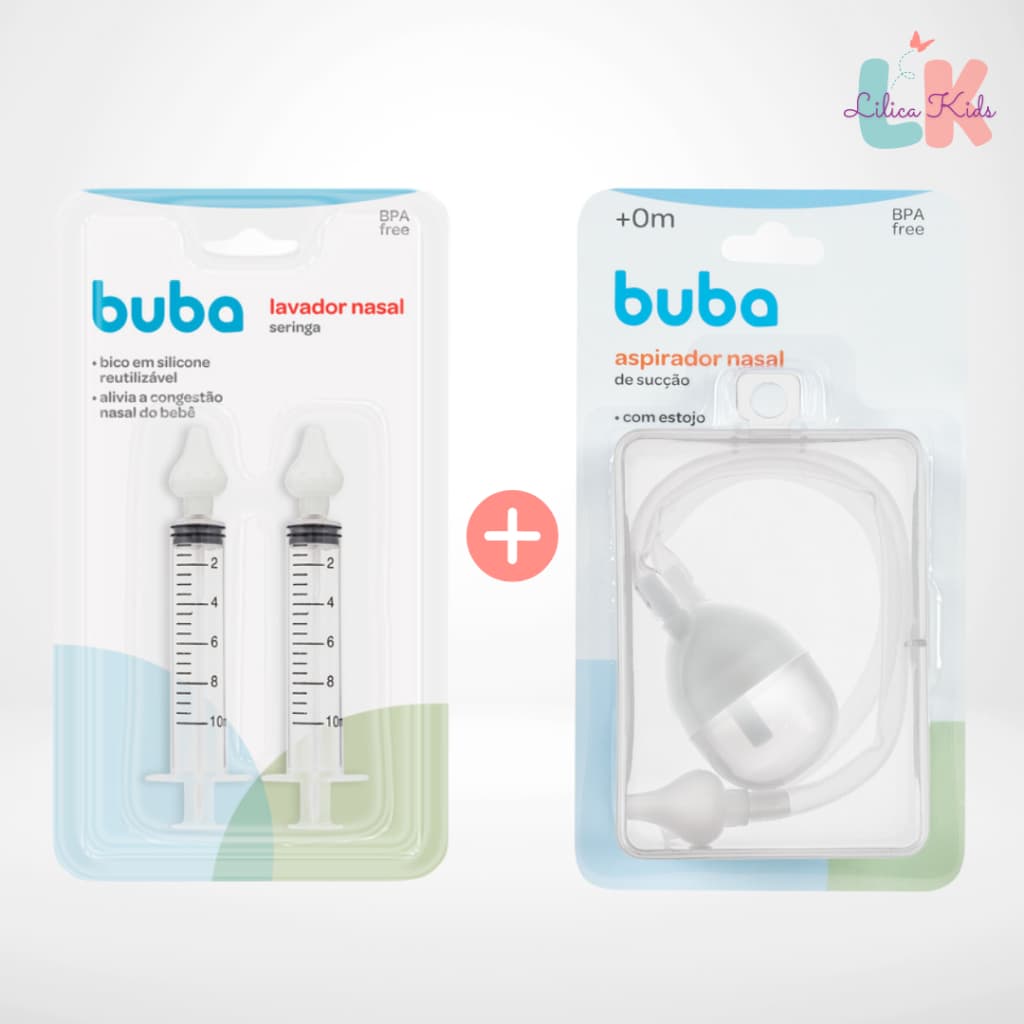 Aspirador e Seringas de Limpeza Nasal Infantil - Acompanha Estojo e 2 Seringas Bico de Silicone