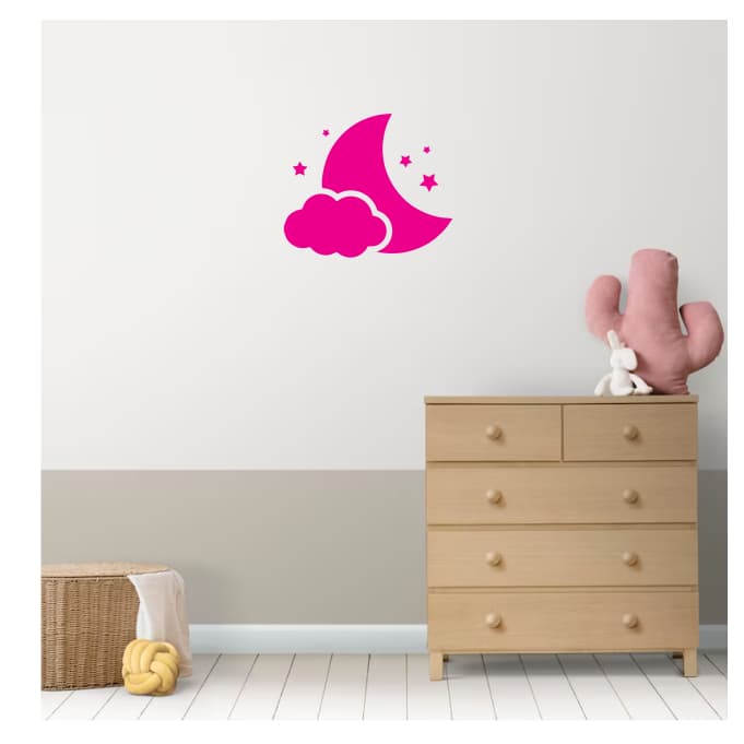 Adesivo De Parede Lua Nuvem Estrela Quarto Infantil 48cm
