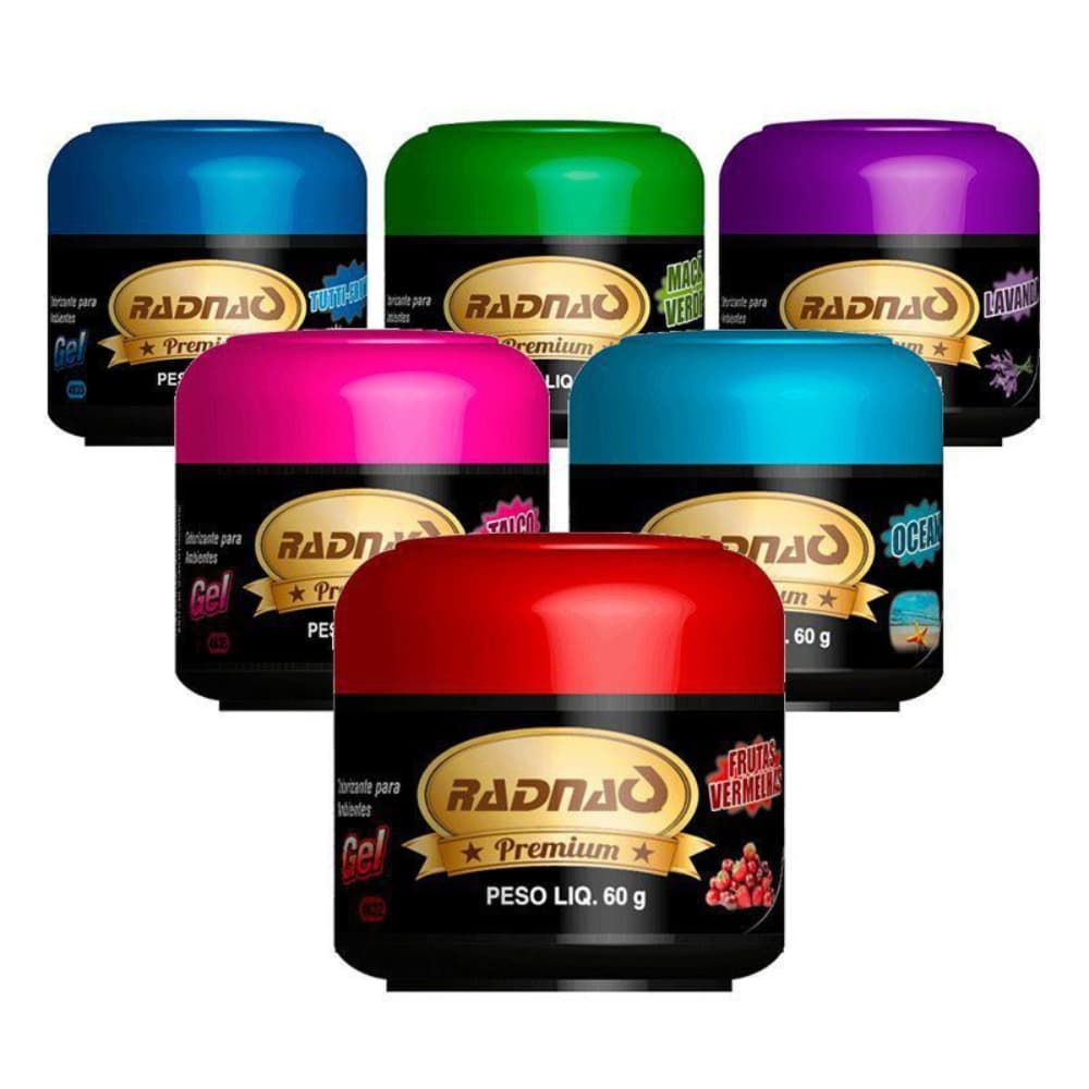 Aromatizante Cheirinho Gel Odorizador de Carro 6 Aromas Premium RadGel 60g