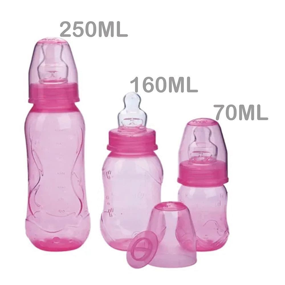 Kit 3 Mamadeiras Kuka Aquarela Rosa – Bico Ortodôntico (70ml, 160ml, 250ml)