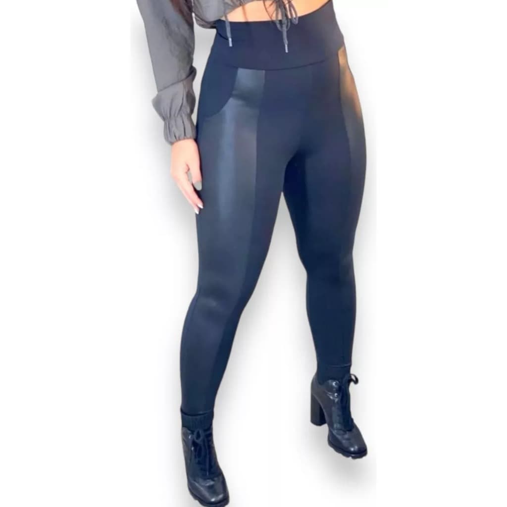 Calça Legging Montaria Feminina Flanelada com Detalhes em Cirre Suplex Peluciada de Cos Alto no Estilo Montaria Costura Reforçada e Tecido Térmico
