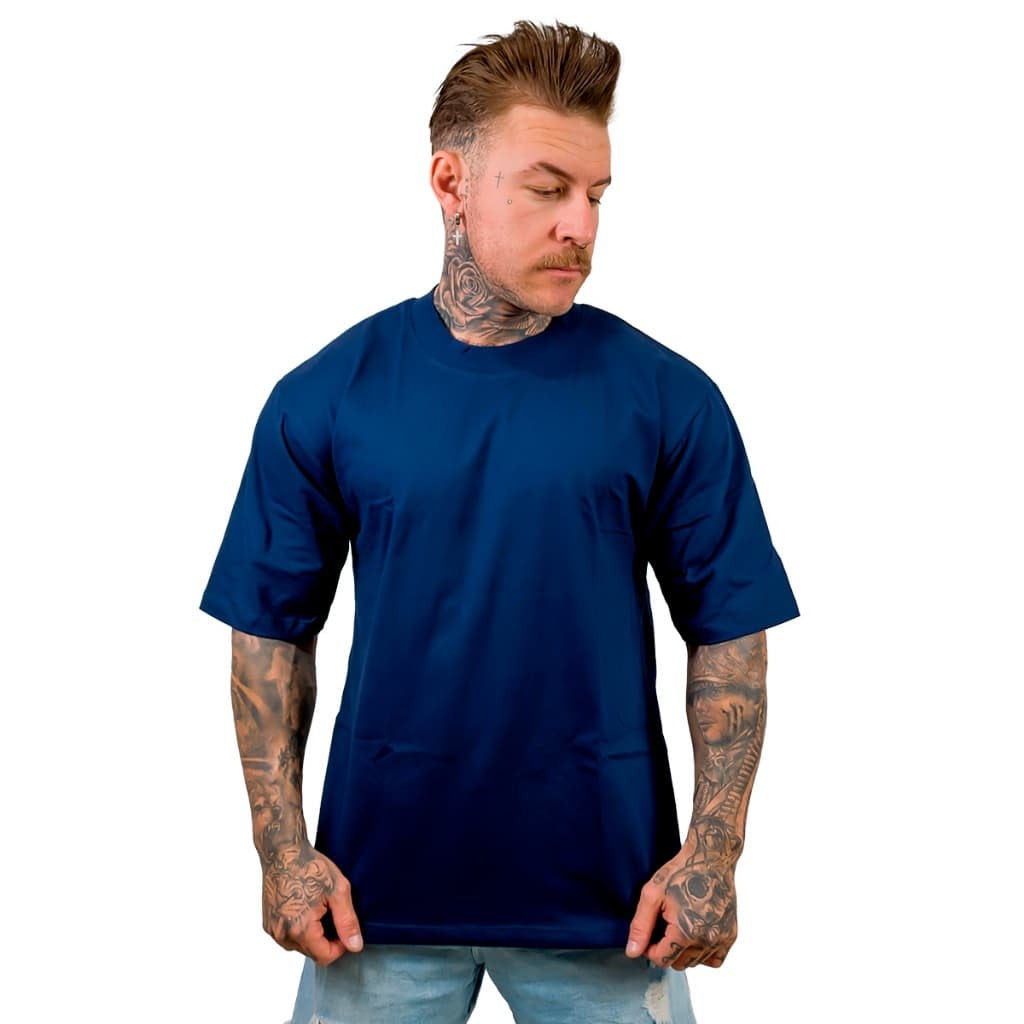 Camiseta Oversized One Blast Azul Marinho Casual Treino 100% Algodão