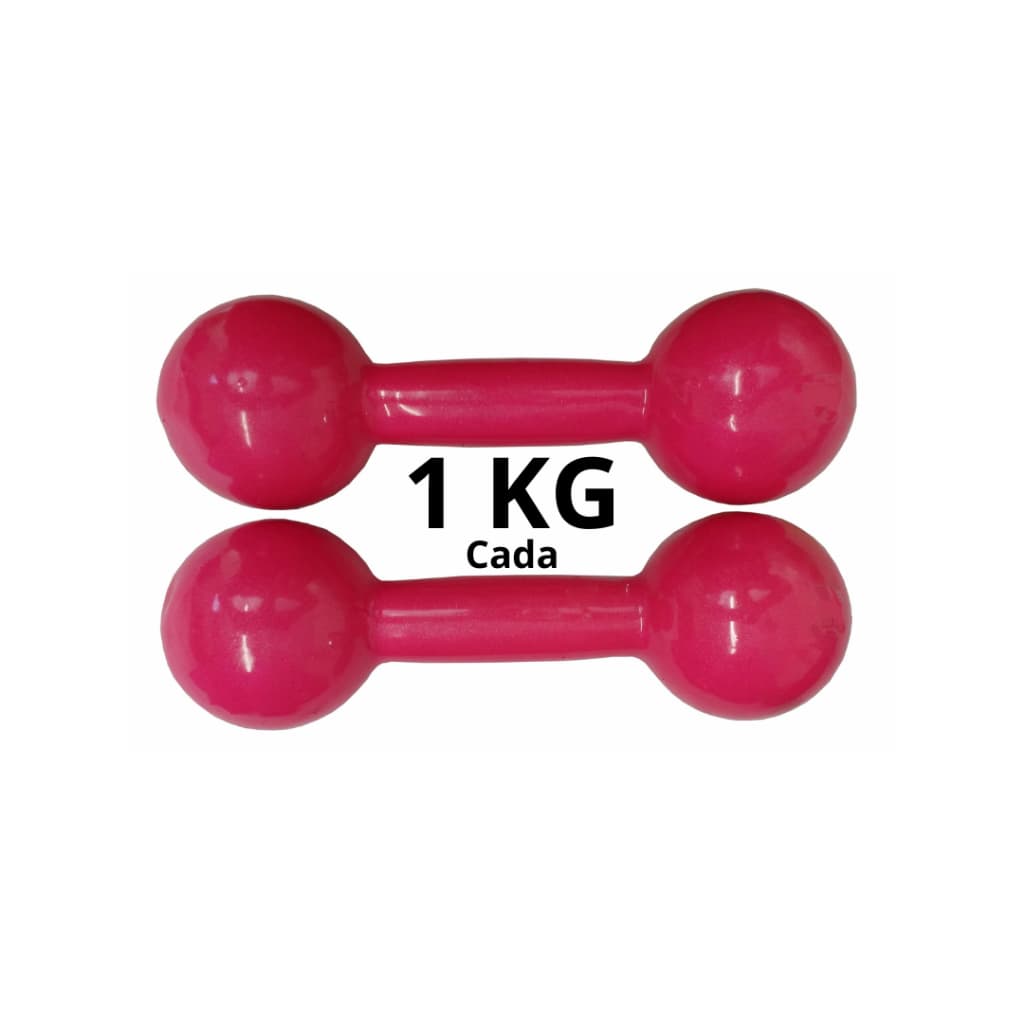 Par Halteres Emborrachados 1 Kg Rosa Treino Fitness Musculação
