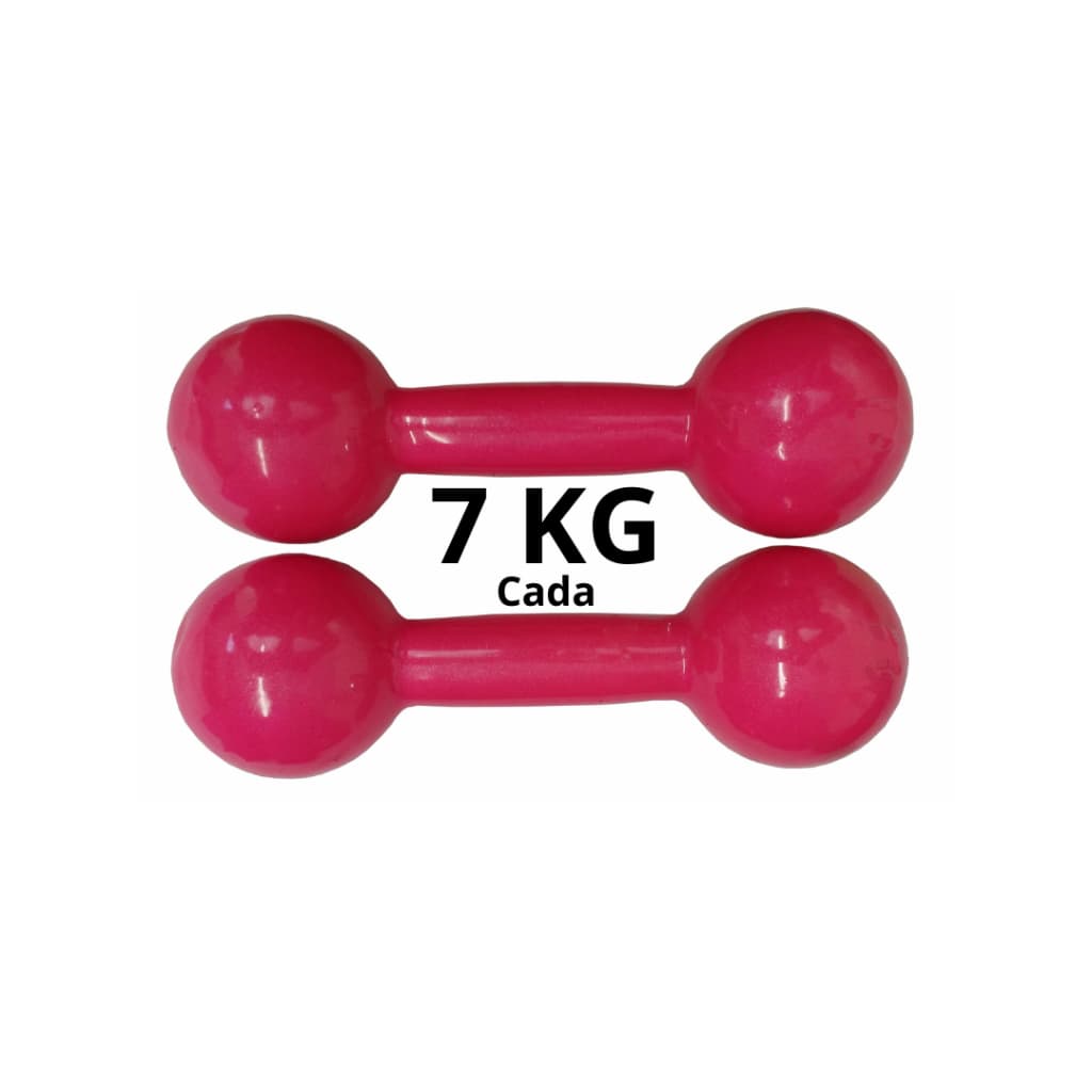 Par Halteres Emborrachados 7 Kg Rosa Treino Fitness Musculação