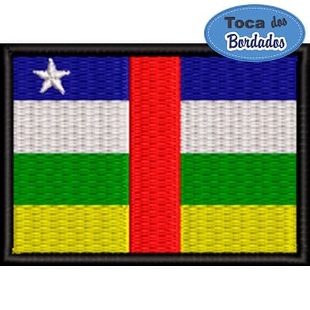 Patch Bordado Bandeira República Centro Africana 5x7 cm Cód.BDP489 c/ borda preta