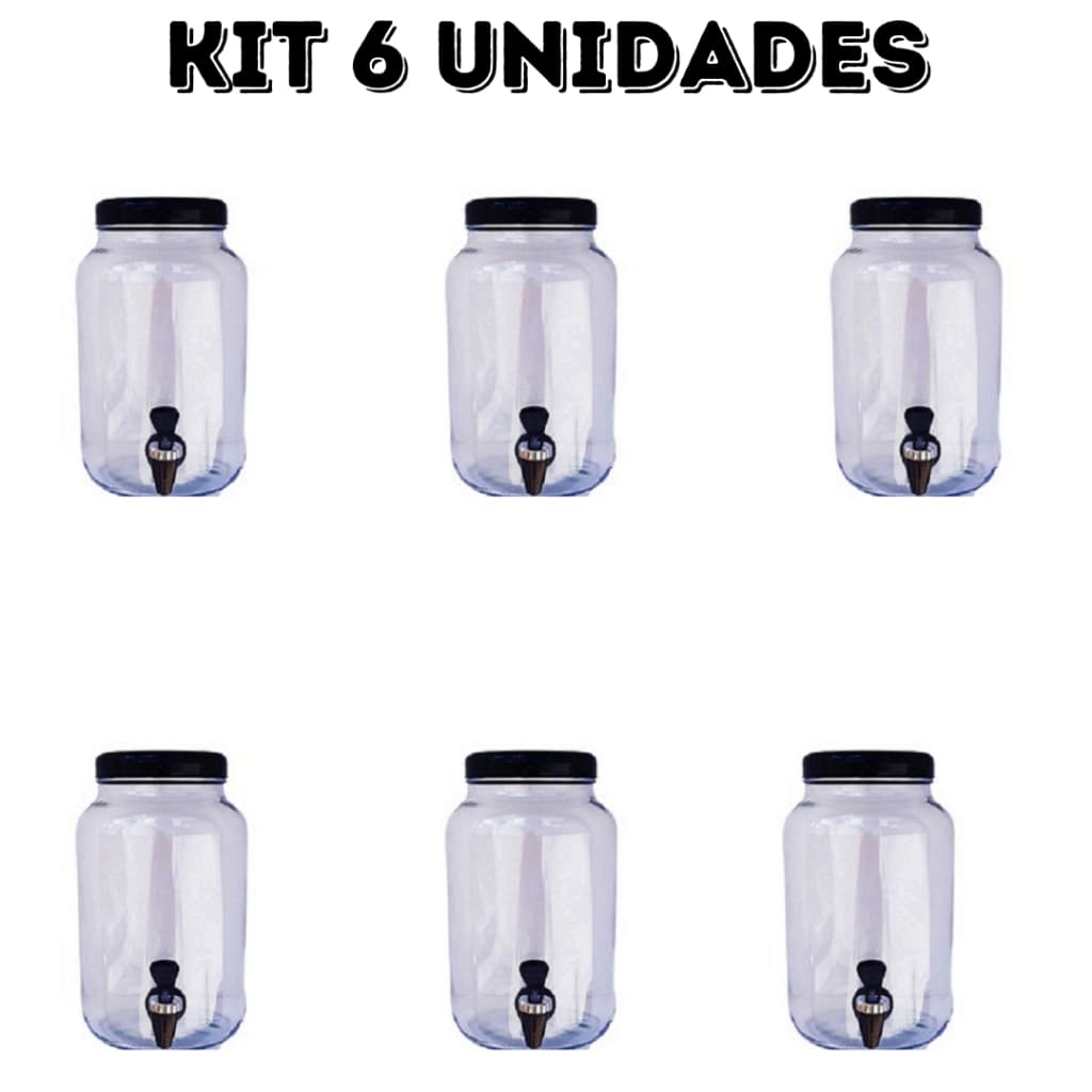 kit 6 unidades suqueira de vidro capacidade 3 litros