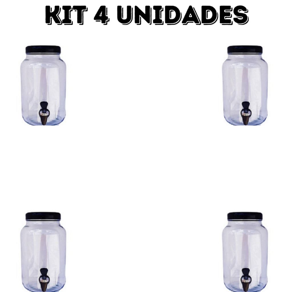 suqueira de vidro com torneira preta 4 unidades