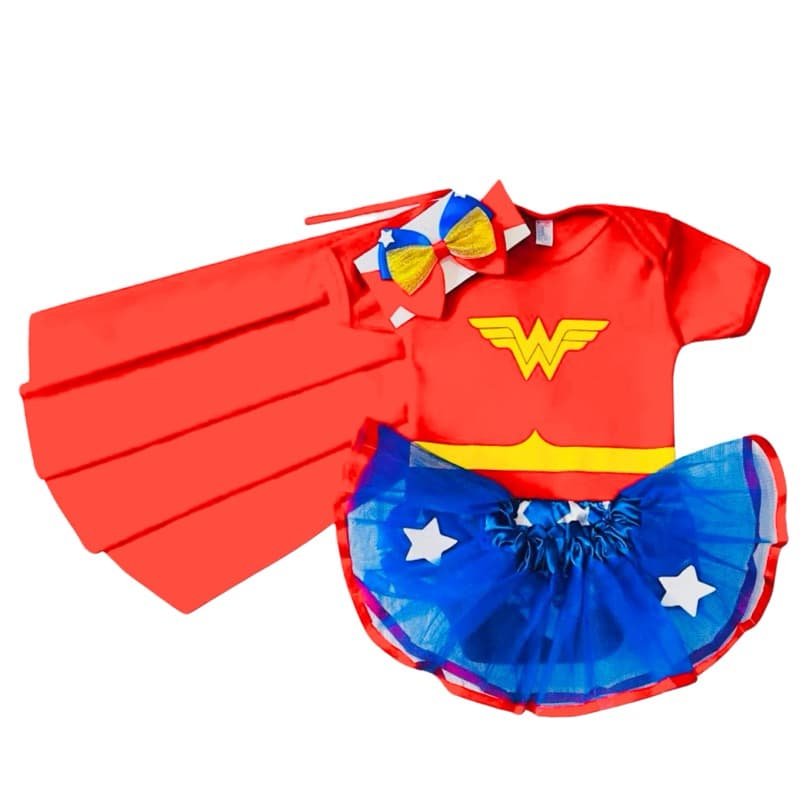 Body Bebê Temático Mesversário Personagem Menina + Laço +Tule + Capa (Promoção)