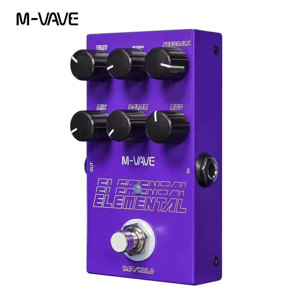 Pedal de retardo digital M-vave Elemental 9 efeitos de retardo diferentes para guitarra Pedal de retardo com suporte para modo TAP e HOLD