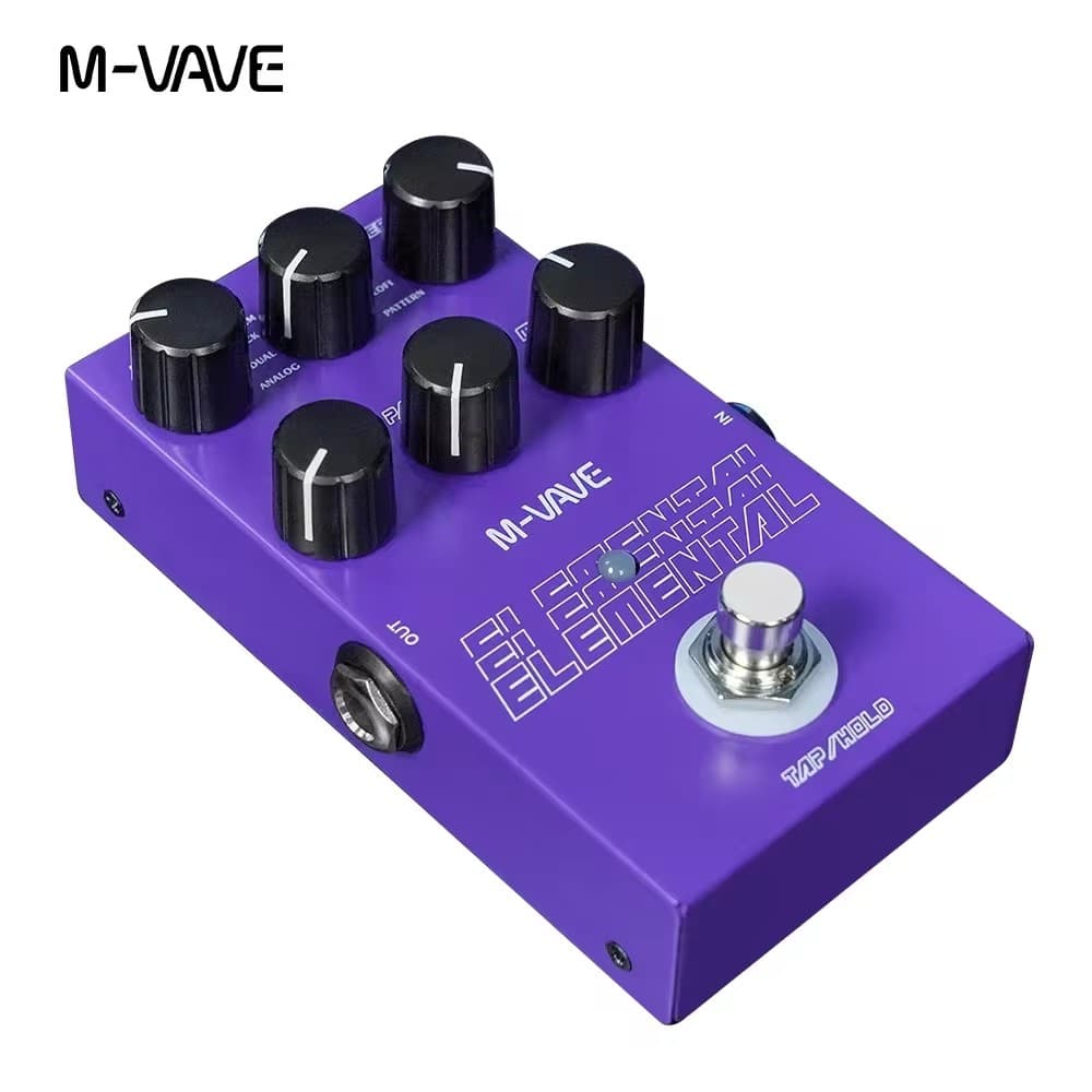Pedal de retardo digital M-vave Elemental, 9 efeitos de retardo diferentes, suporte para os modos TAP e HOLD, pedal de