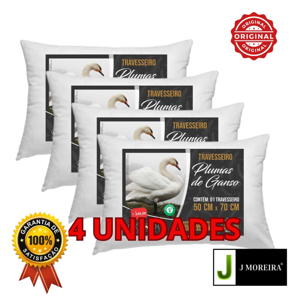 Travesseiros Pena Pluma de Ganso Luxo Antiacaro Premium