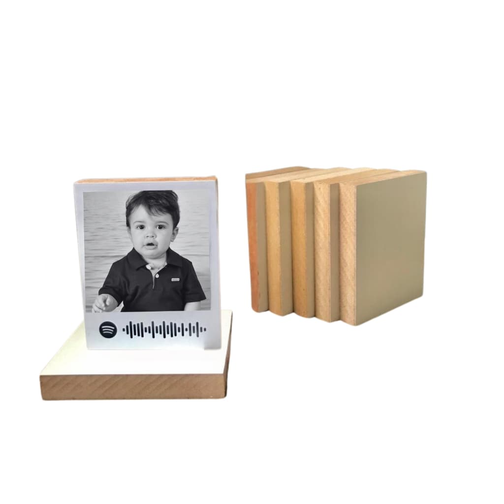 Kit 20 Bases de MDF para Fotos Polaroid de Mesa adesivas Namorados 15mm 10x8cm alta qualidade