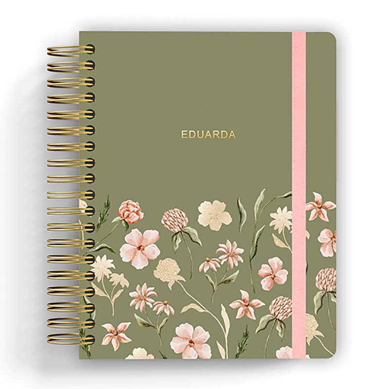 CADERNO PERSONALIZADO SMART COM SEU NOME EM HOTSTAMP | CADERNO JARDINEIRA VERDE | TAMANHO COLEGIAL 90 OU 135 FOLHAS