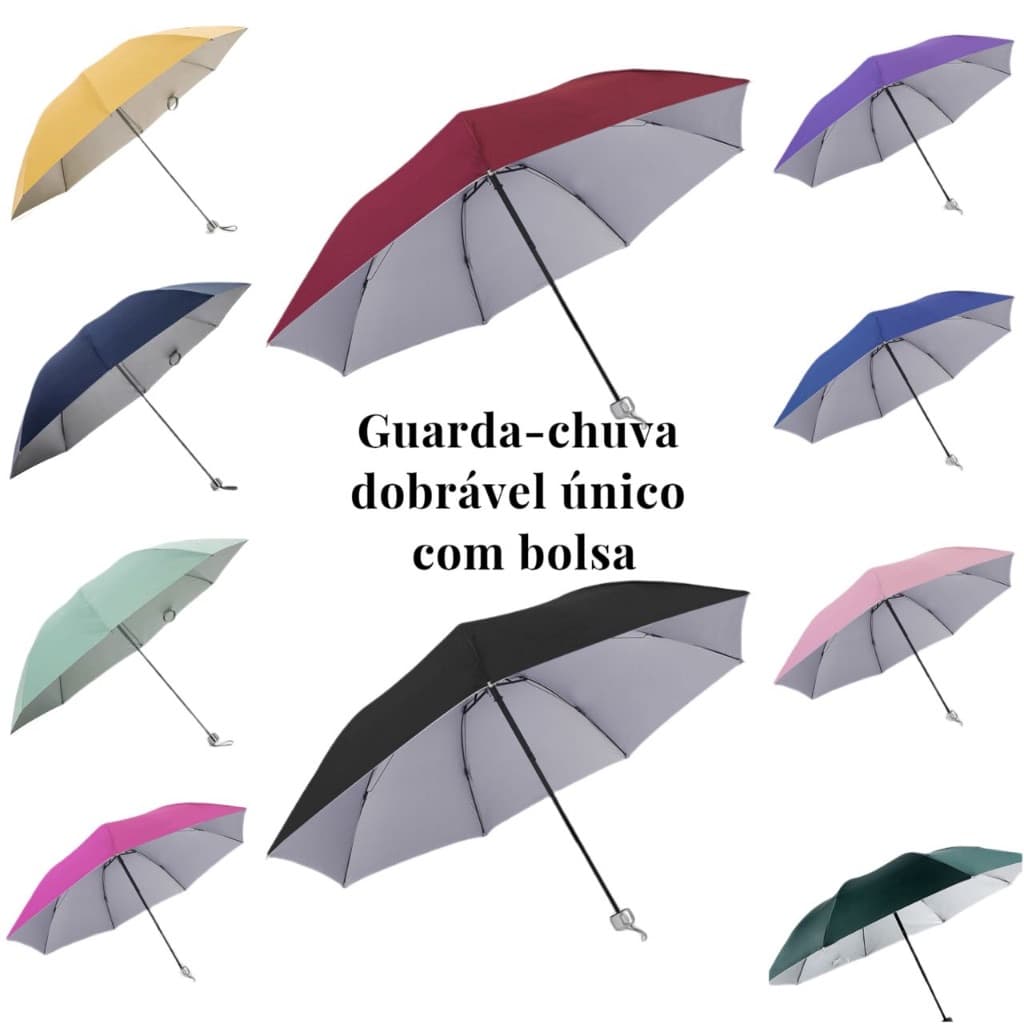 Guarda Chuva Sombrinha Cabe Na Bolsa Com Proteção Solar Uv Contra Vento 8 varetas