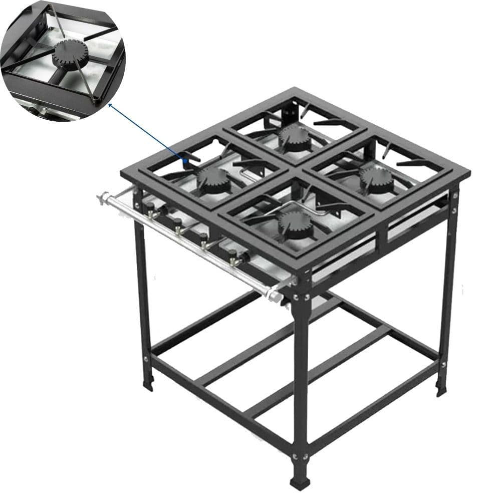 Fogão Industrial 4 Bocas Alta Pressão 30x30 Queimadores Simples - Perfil 05 - Grelha em Aço Carbono