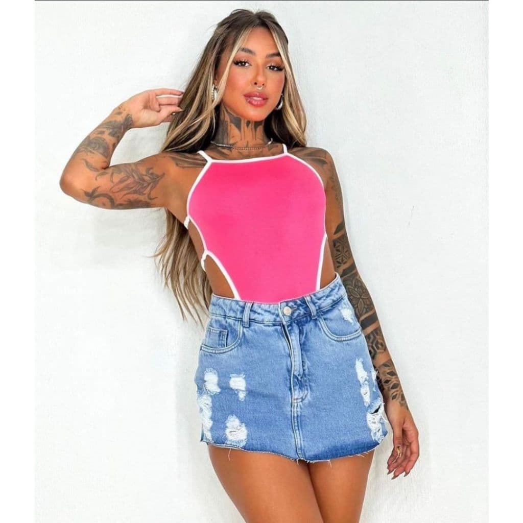 Maiô body mel maia cavado gringa moda praia, maiô praiano, decote nas costas calcinha