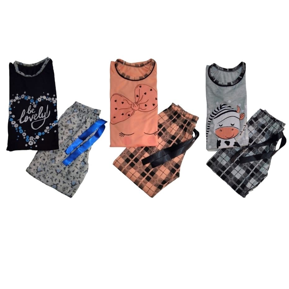 Pijama Infantil para Menina Conjunto Manga Comprida Inverno Diversas Estampas